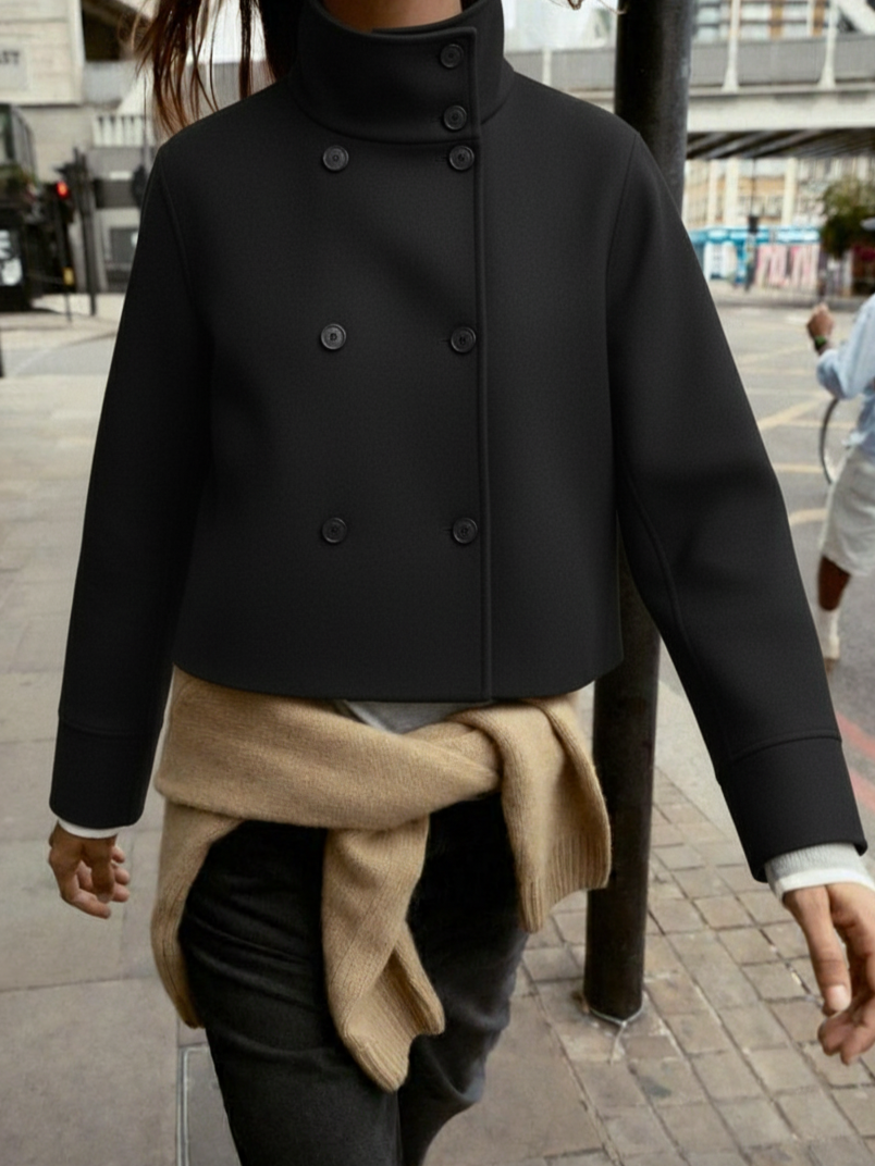 Amarenne - Blend High-Neck Short Coat