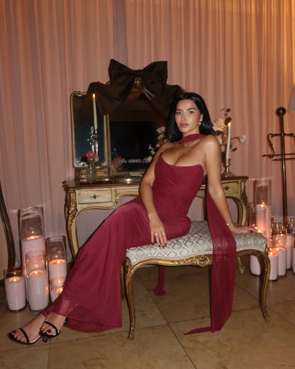 Amarenne - Strapless Bodycon Maxi Dress