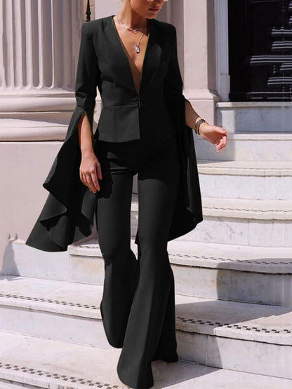 Amarenne - Two Piece Suit Flared Pants
