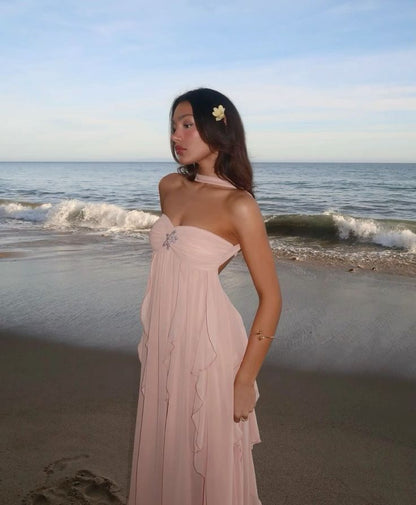 Amarenne - Ruffle Strapless Maxi Dress