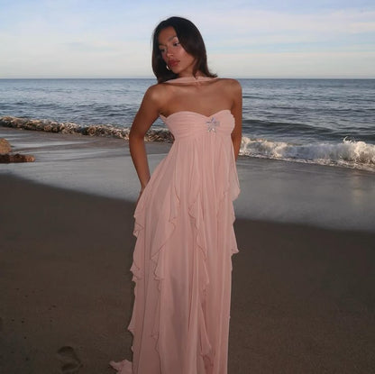 Amarenne - Ruffle Strapless Maxi Dress