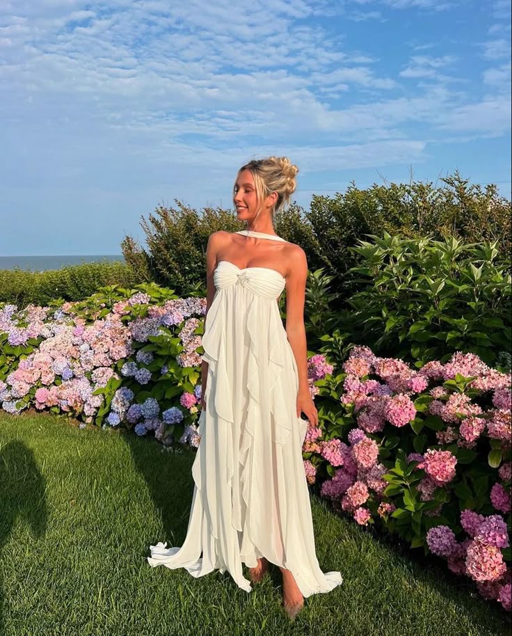 Amarenne - Ruffle Strapless Maxi Dress