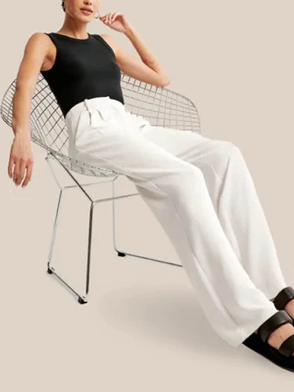 Amarenne - Wide Leg Tailored Pants