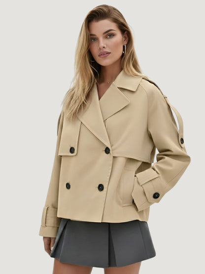 Amarenne - Short Double-Breasted Trench Jacket