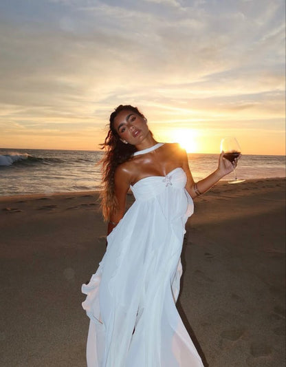 Amarenne - Ruffle Strapless Maxi Dress