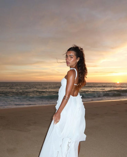Amarenne - Ruffle Strapless Maxi Dress