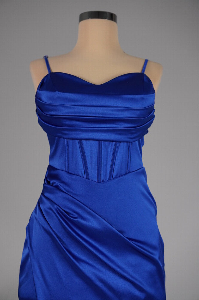 Amarenne - Satin Corset Slit Gown