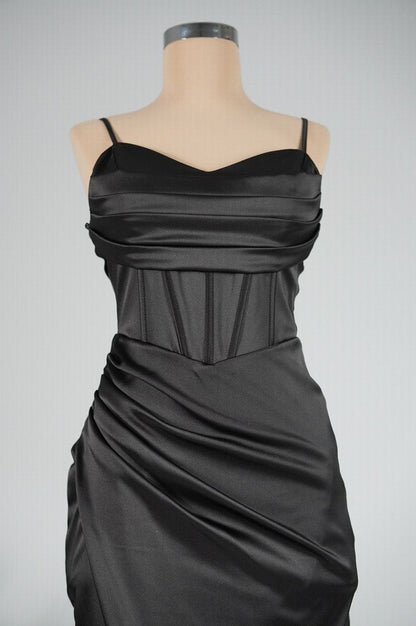 Amarenne - Satin Corset Slit Gown