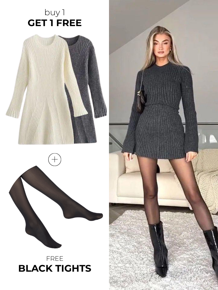 Amarenne - Autumn Sweater Mini Dress
