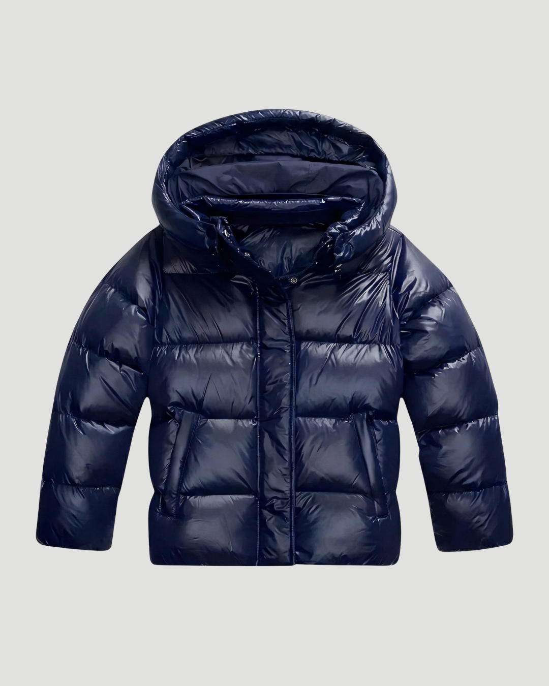 Amarenne - Glossy Hooded Puffer Jacket