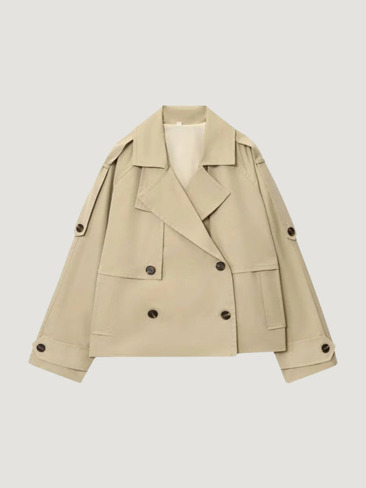 Amarenne - Short Double-Breasted Trench Jacket