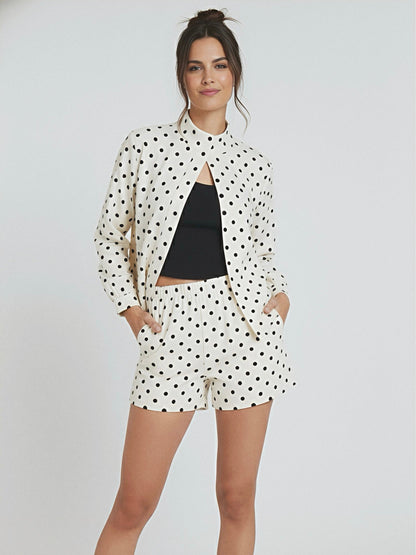 Amarenne - Polka Dot Jacket & Skirt Set