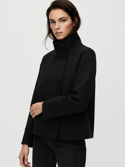 Amarenne - Blend High-Neck Short Coat