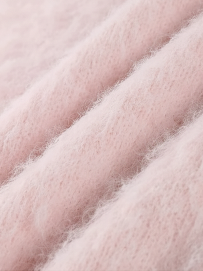 Amarenne - Soft Pink Fuzzy Knit Jumper