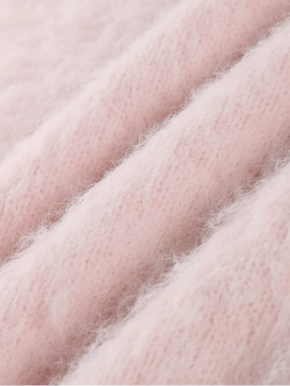 Amarenne - Soft Pink Fuzzy Knit Jumper