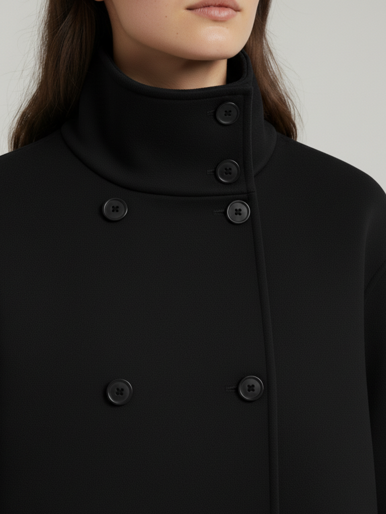 Amarenne - Blend High-Neck Short Coat