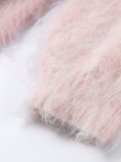 Amarenne - Soft Pink Fuzzy Knit Jumper