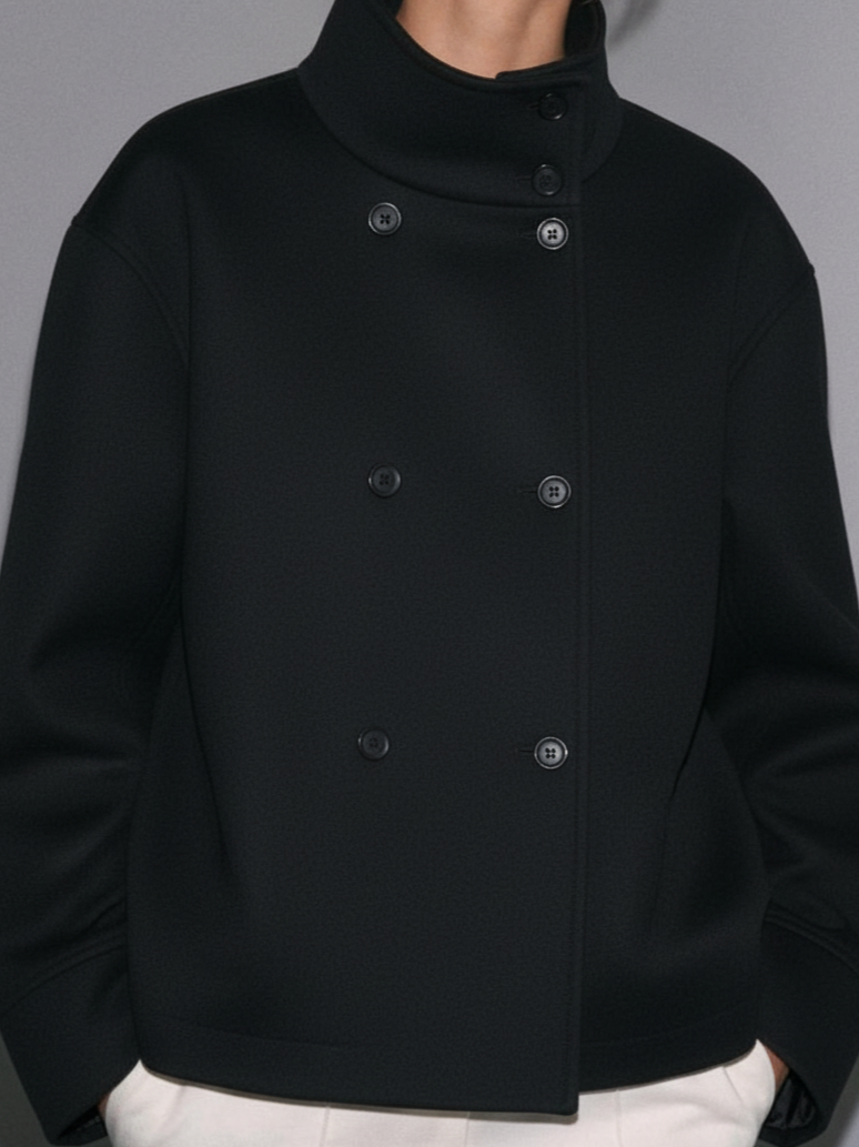 Amarenne - Blend High-Neck Short Coat