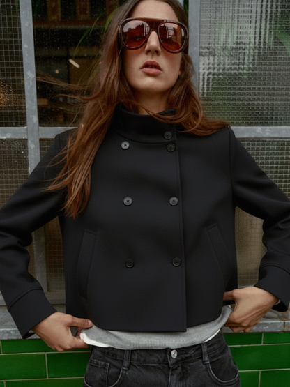 Amarenne - Blend High-Neck Short Coat