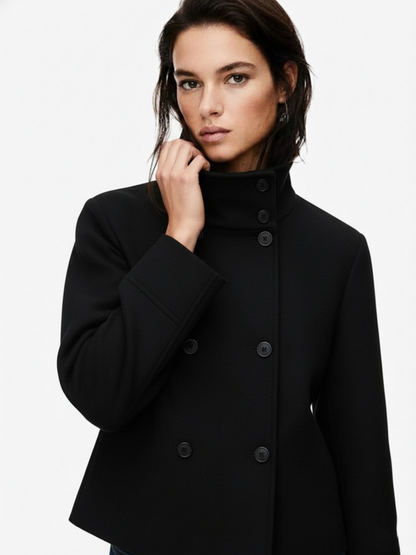 Amarenne - Blend High-Neck Short Coat