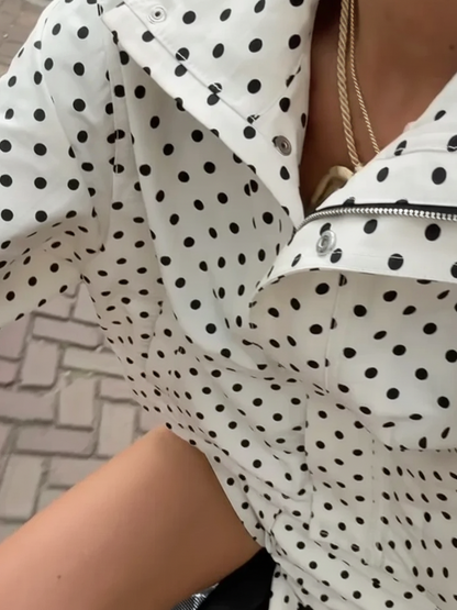 Amarenne - Polka Dot Jacket & Skirt Set