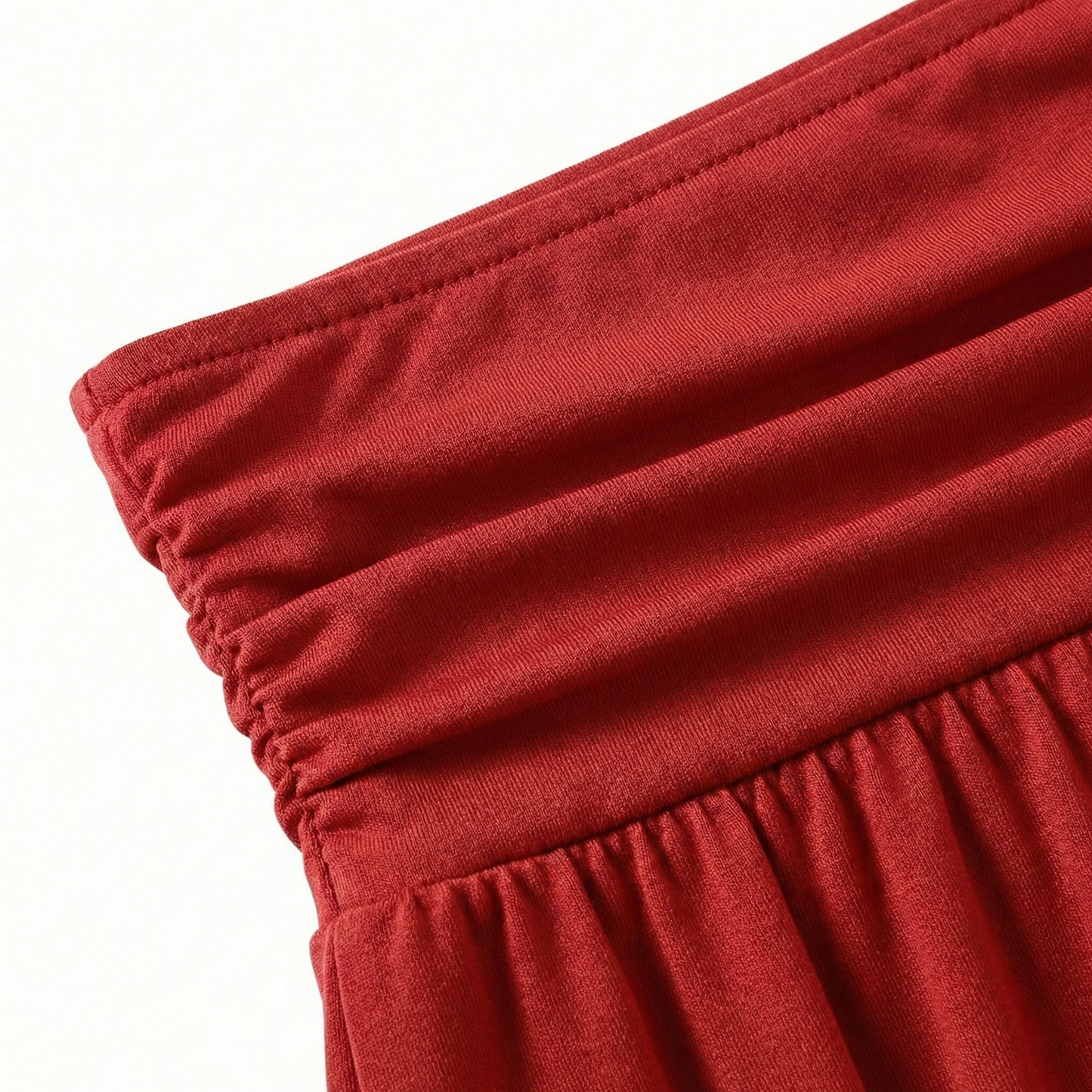Amarenne - Stretchy Ruched V-Neck Wide-Leg Jumpsuit