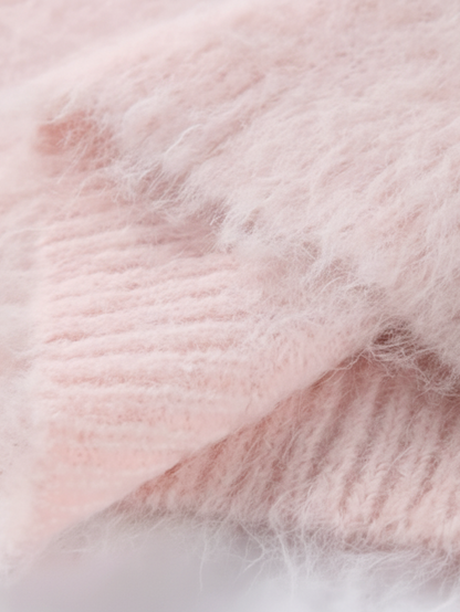 Amarenne - Soft Pink Fuzzy Knit Jumper