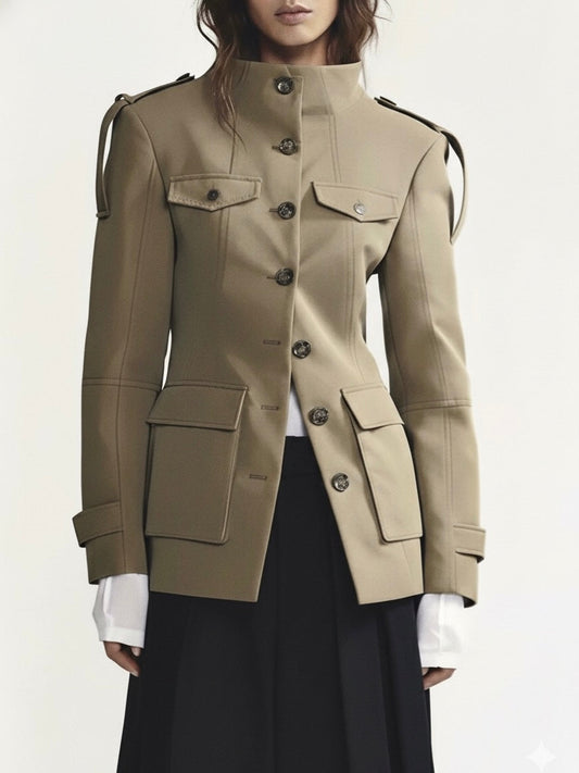 Amarenne - Structured Button-Up Cotton Jacket