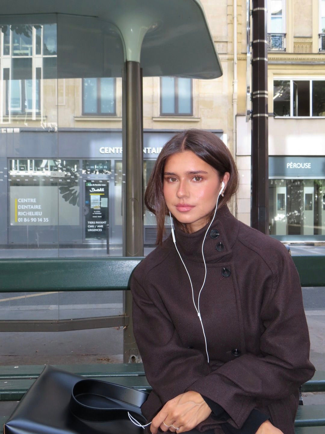 Amarenne - High-Neck Buttoned Jacket