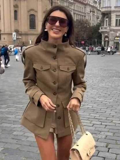 Amarenne - Structured Button-Up Cotton Jacket