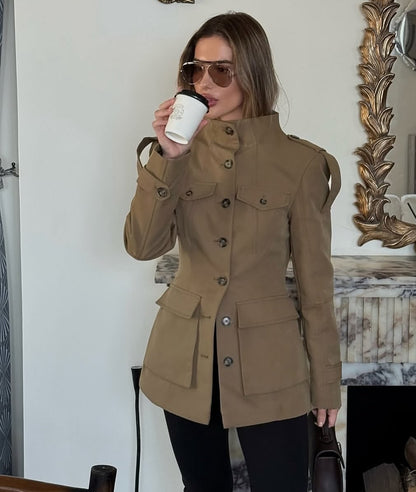 Amarenne - Structured Button-Up Cotton Jacket