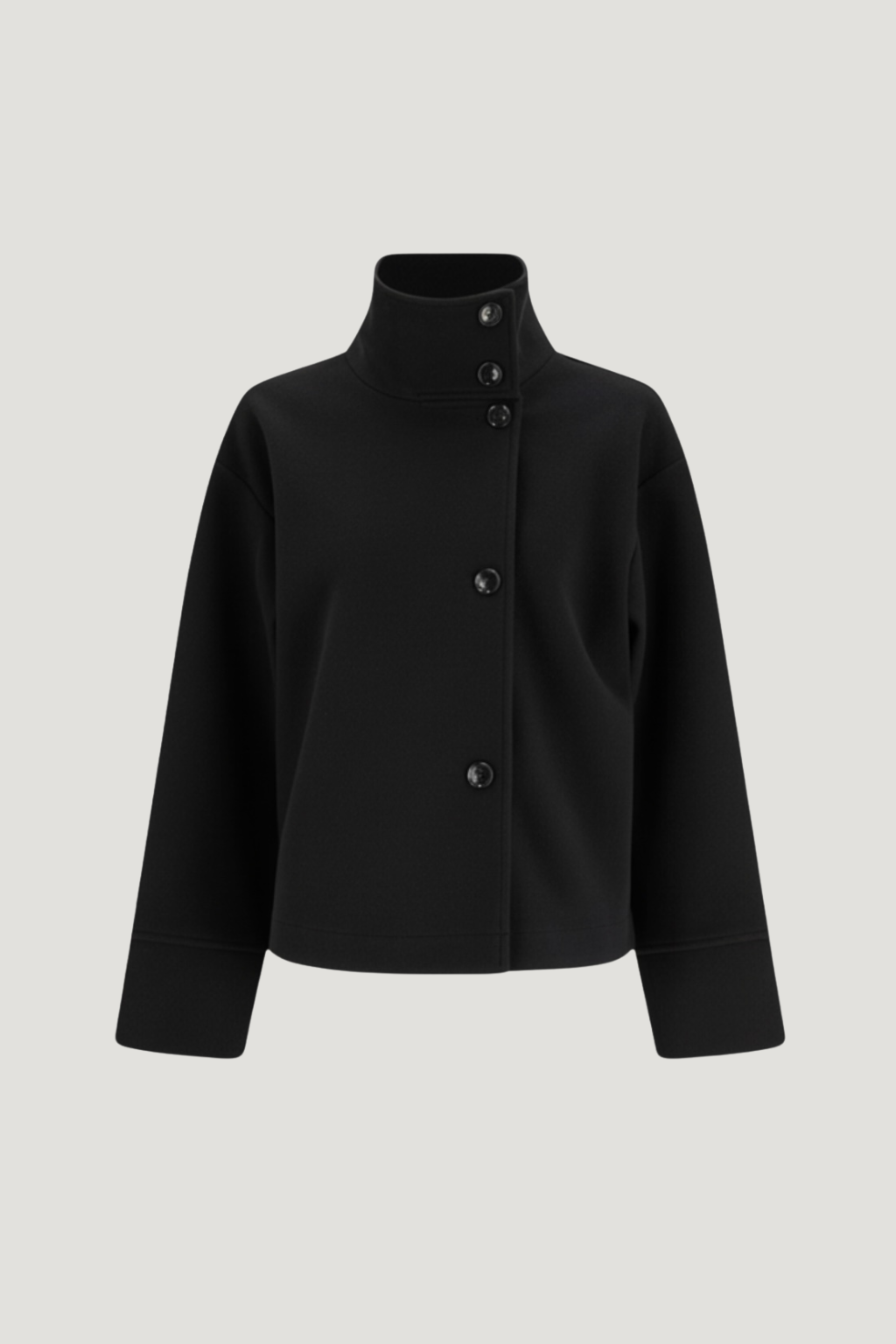 Amarenne - High-Neck Buttoned Jacket