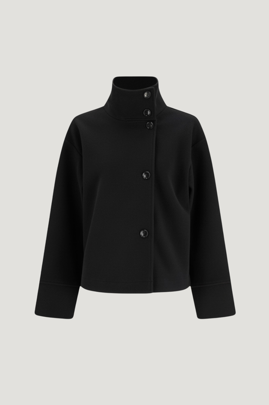 Amarenne - High-Neck Buttoned Jacket