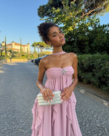 Amarenne - Ruffle Strapless Maxi Dress