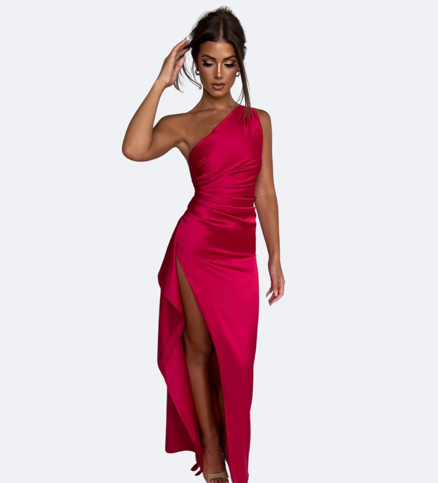 Amarenne - Satin Slit Maxi Dress