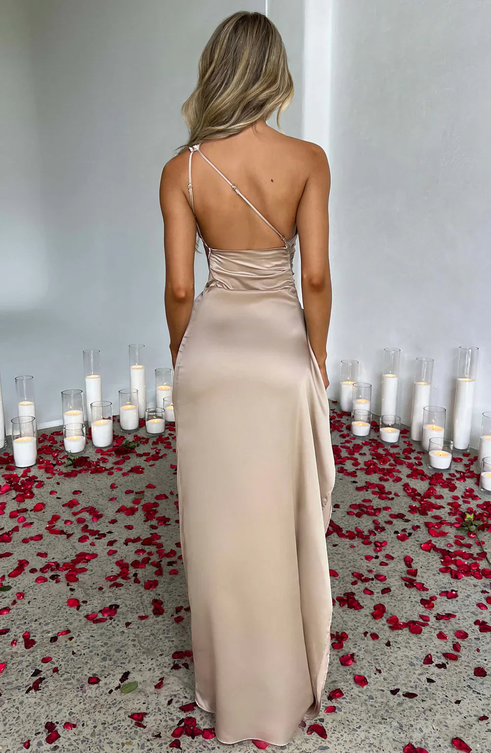 Amarenne - Satin Slit Maxi Dress