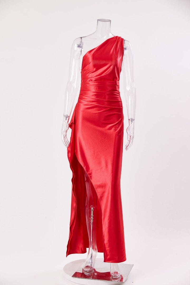 Amarenne - Satin Slit Maxi Dress