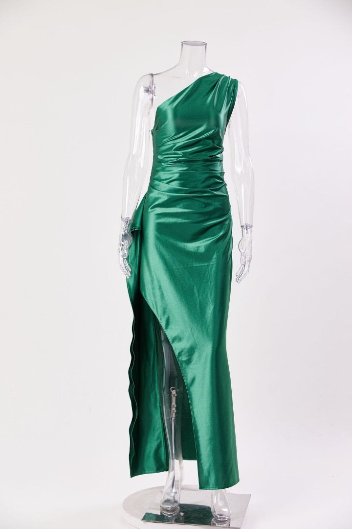 Amarenne - Satin Slit Maxi Dress