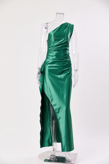 Amarenne - Satin Slit Maxi Dress