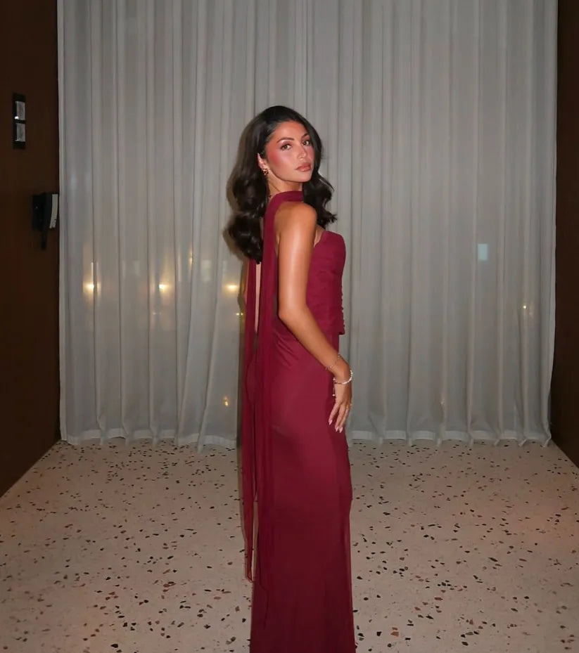 Amarenne - Strapless Bodycon Maxi Dress