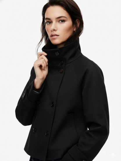 Amarenne - Blend High-Neck Short Coat